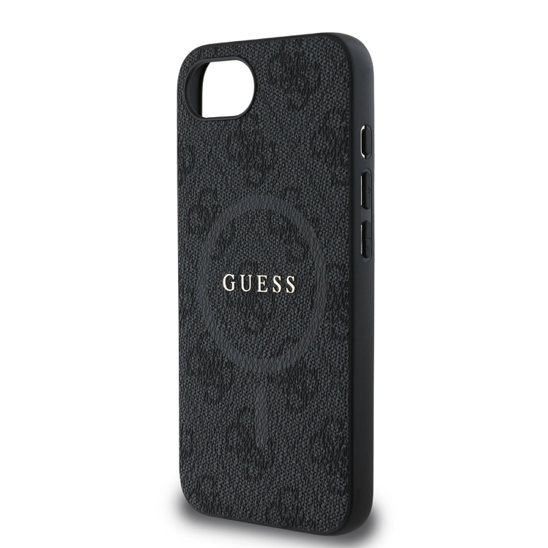 Guess PU Leather 4G Colored Ring MagSafe Zadní Kryt pro iPhone 16e Black