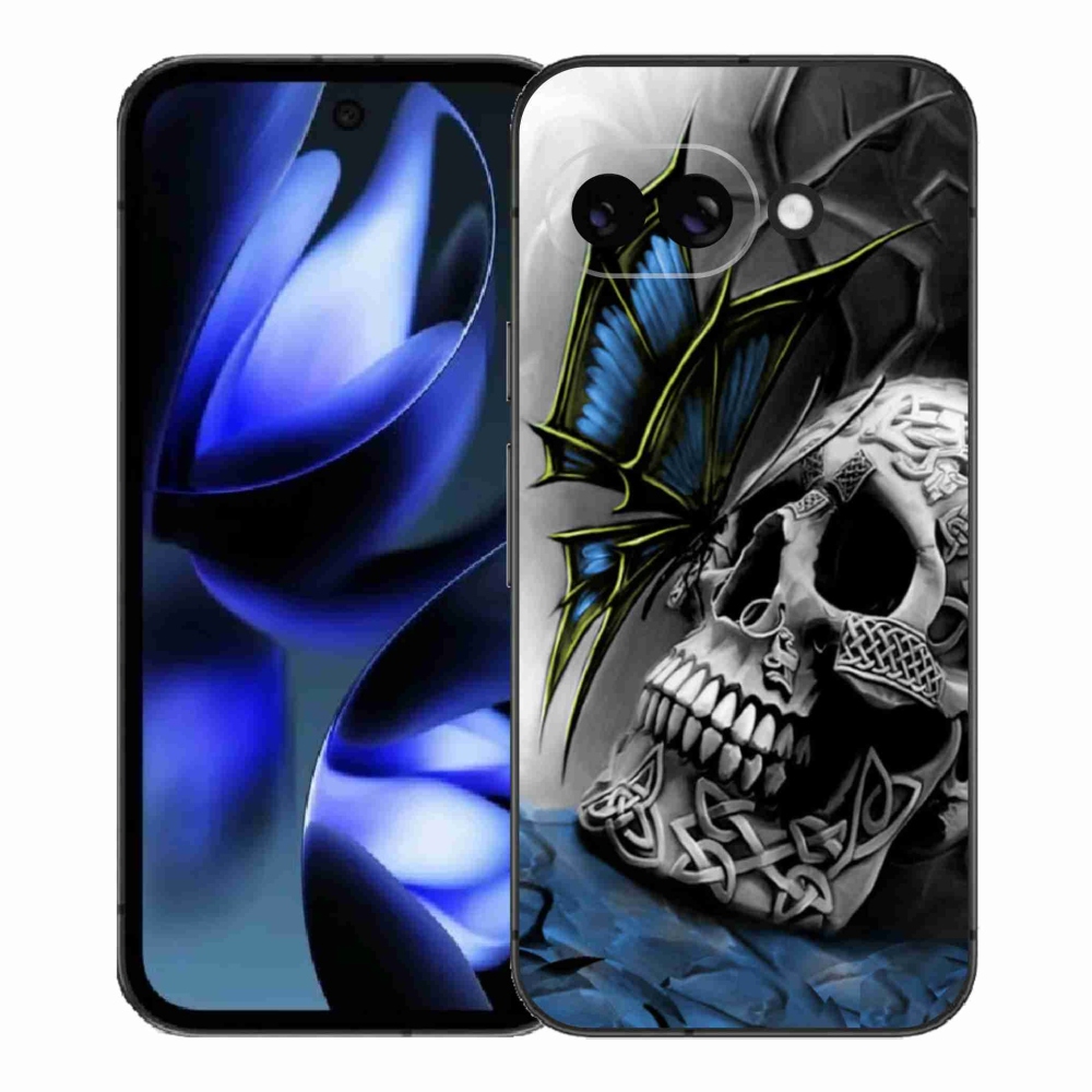 Gelový kryt mmCase na Google Pixel 9a - motýl a lebka