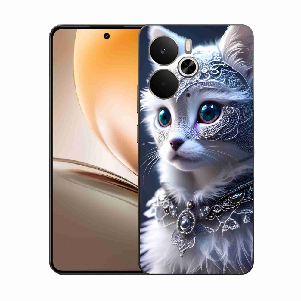 Gelový kryt mmCase na Realme 14 5G - bílá kočka