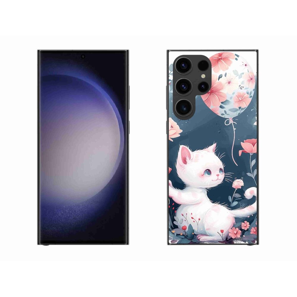 Gelový kryt mmCase na Samsung Galaxy S23 Ultra 5G - kotě s balónkem