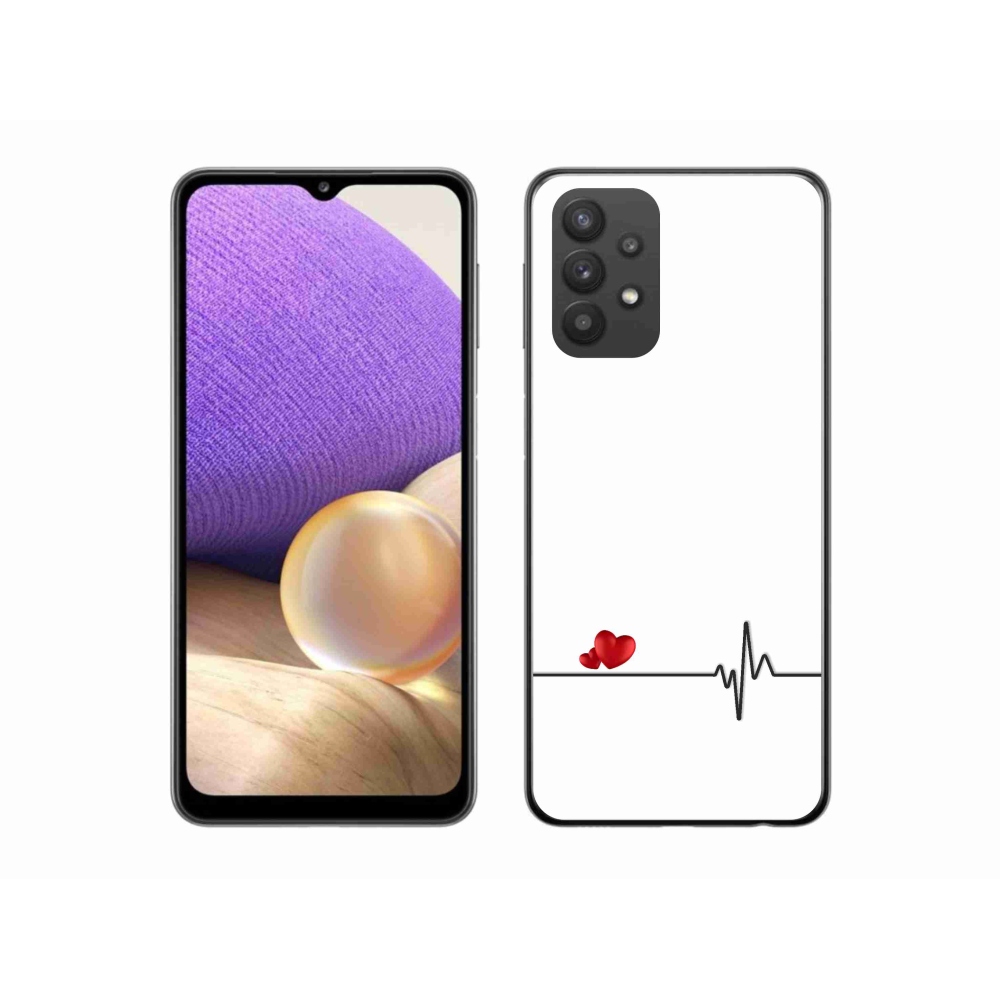 Gelový kryt mmCase na Samsung Galaxy A32 5G - srdce a tep bílé pozadí