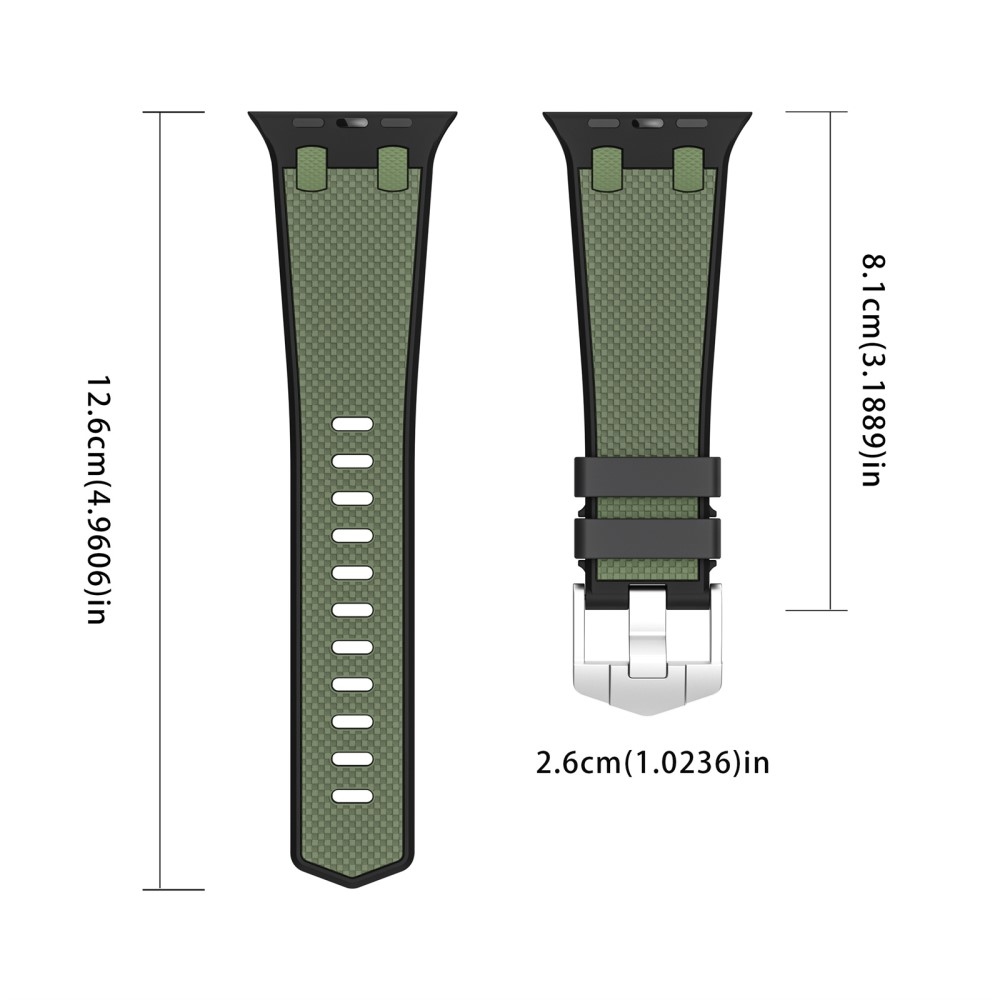 Sports silikonový řemínek na Apple Watch Ultra/Ultra 2 49mm/SE/SE 2022/2023 44mm/9/8/7 45mm/6/5/4 44mm/3/2/1 42 mm - černý/tmavězelený
