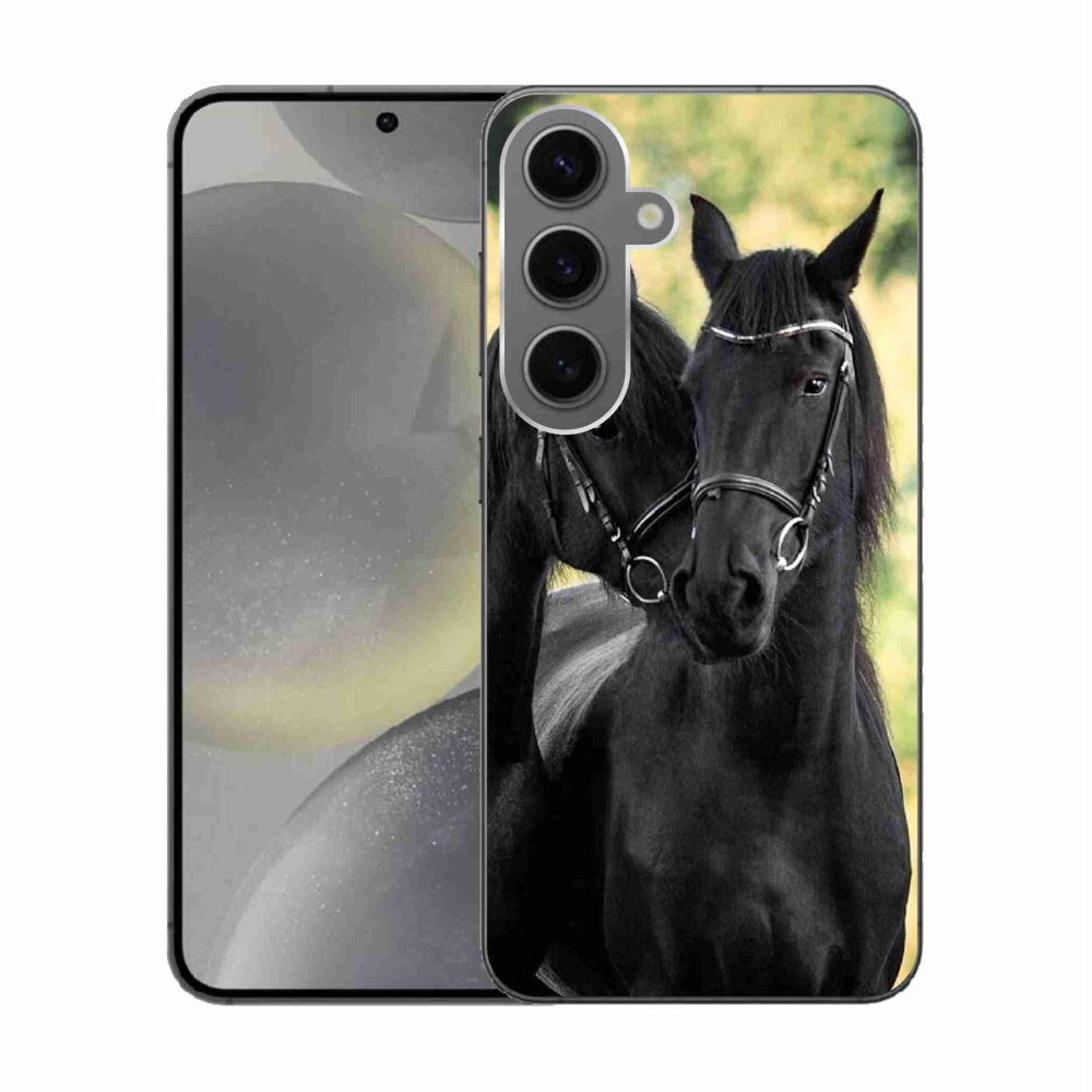 Gelový kryt mmCase na Samsung Galaxy S24 - dva černí koně