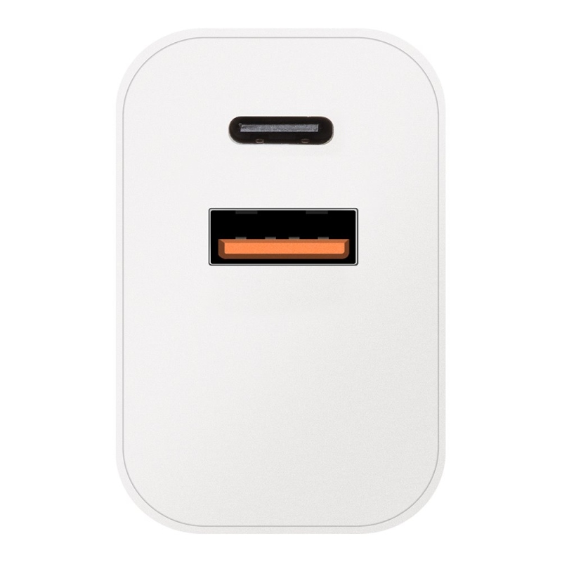 OBAL:ME Cestovní Nabíječka USB-A + USB-C 20W + 2x kabel 1m White