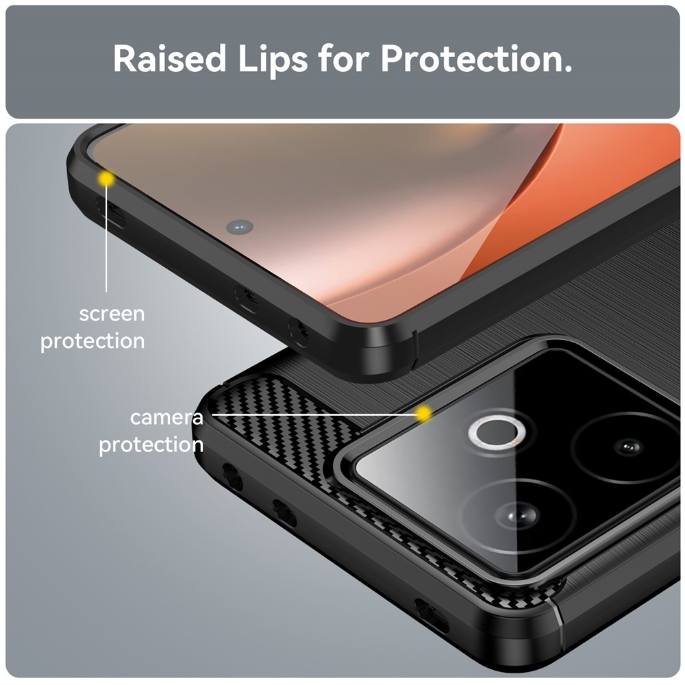 Carbon odolný gelový obal na Realme GT 7 5G/GT 7T 5G - černý