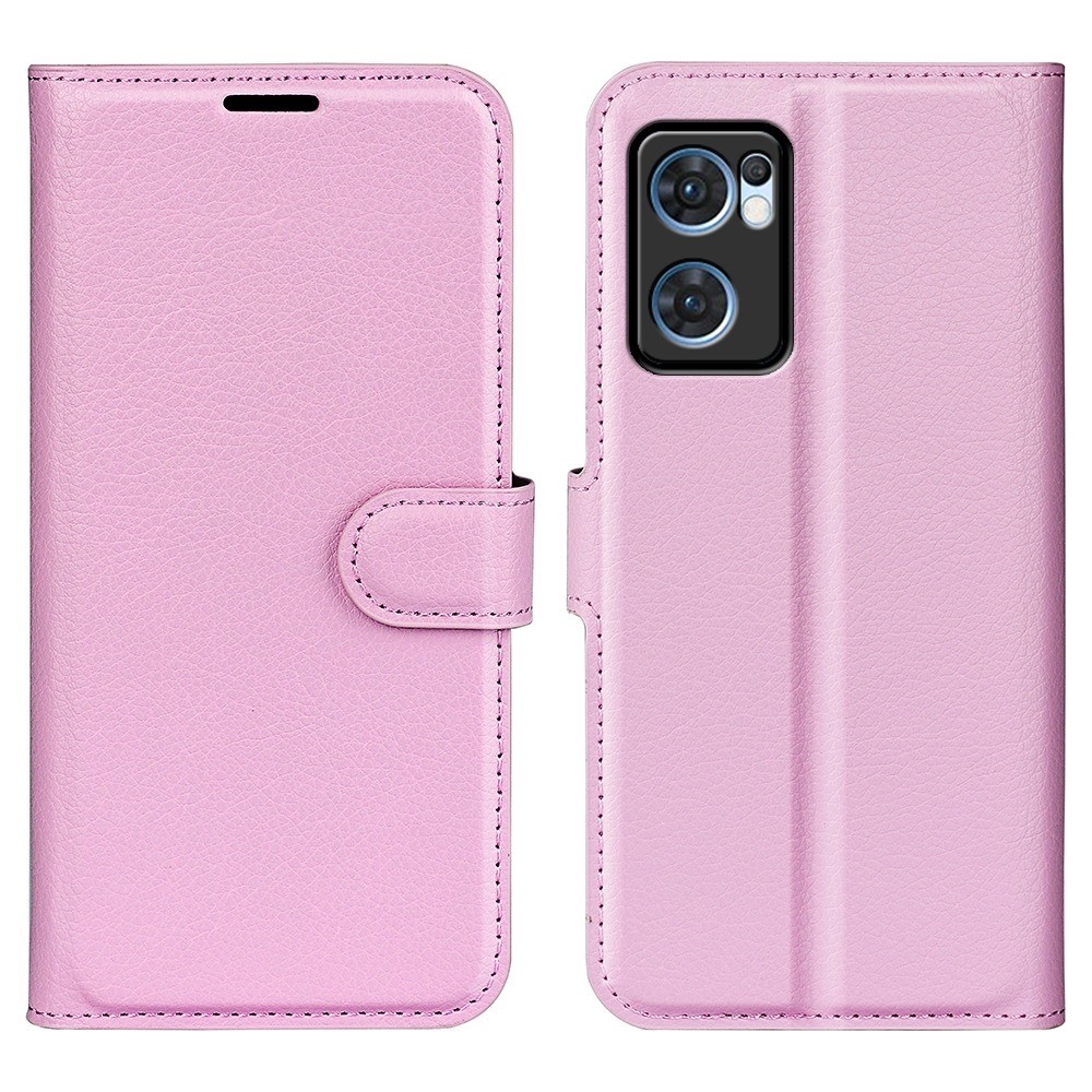 Litchi knížkové pouzdro na Oppo Find X5 Lite - růžové