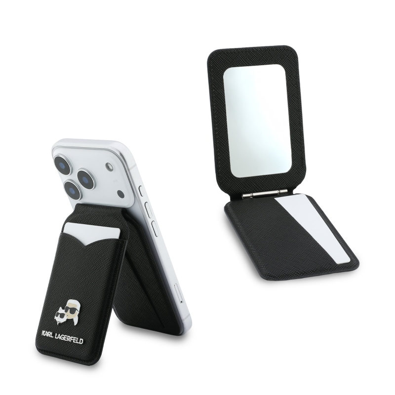Karl Lagerfeld Mirror MagSafe Cardslot Peněženka se Stojanem Black