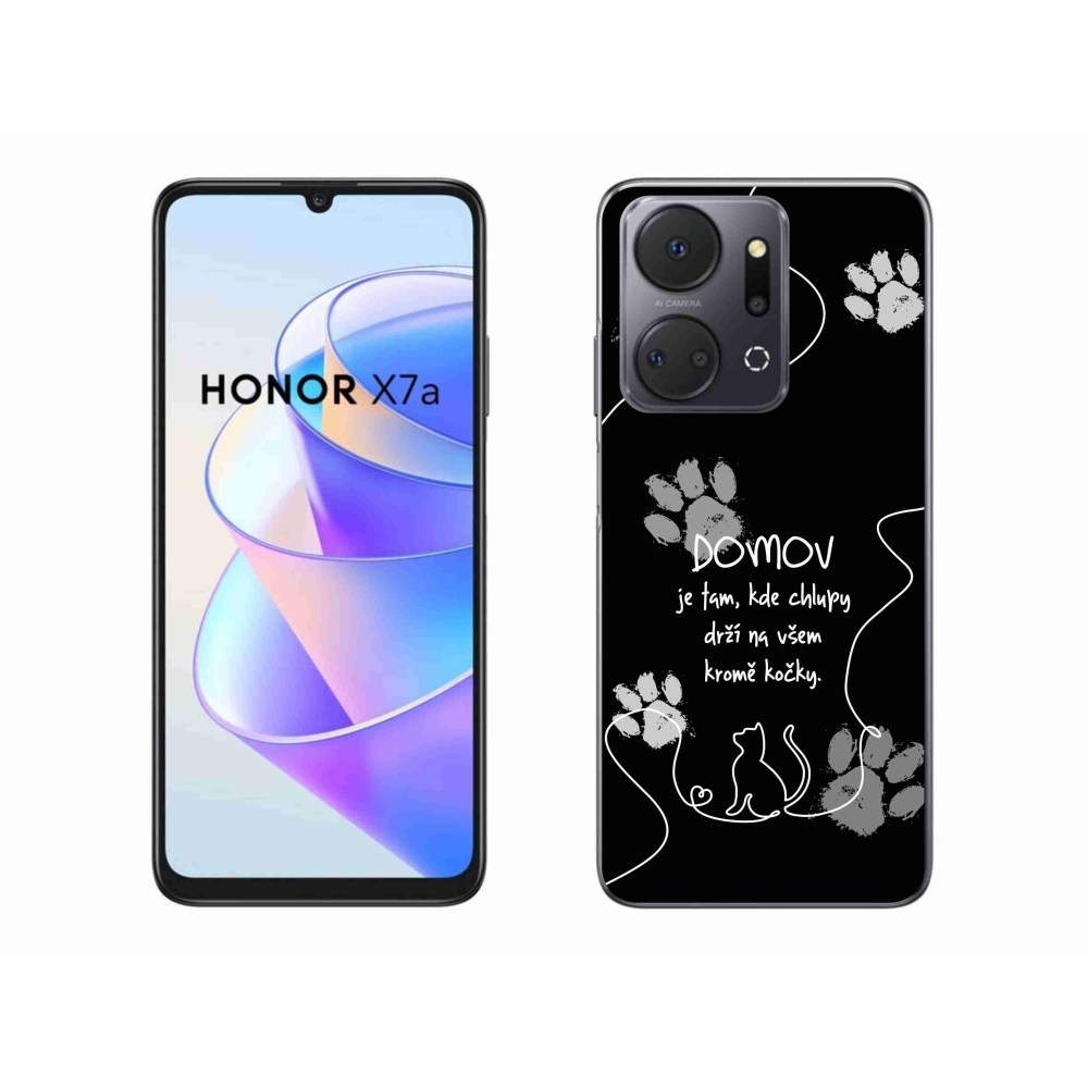 Gelový kryt mmCase na Honor X7a - kočičí motiv černé pozadí