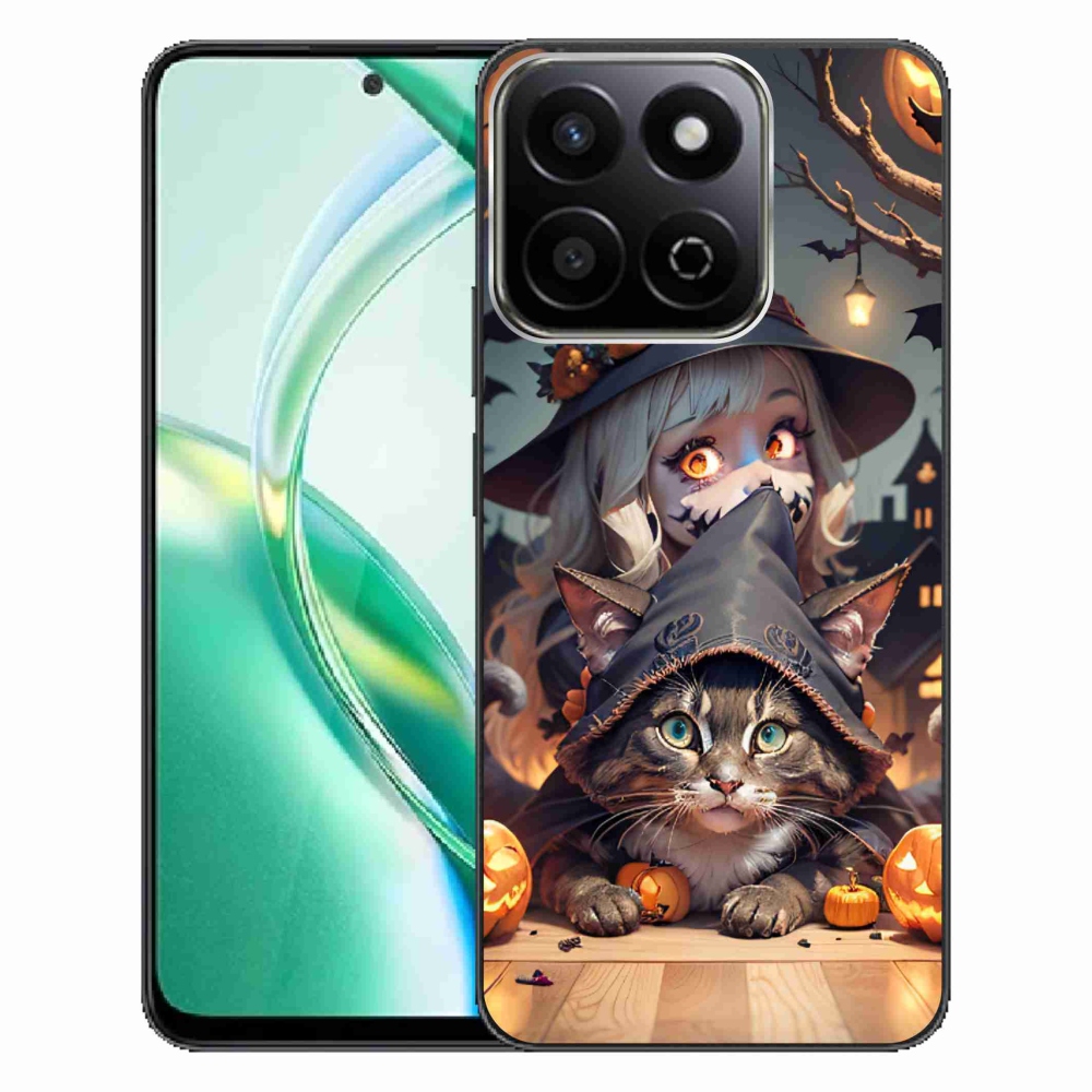 Gelový kryt mmCase na Honor 200 Smart 5G - čarodějnice s kočkou