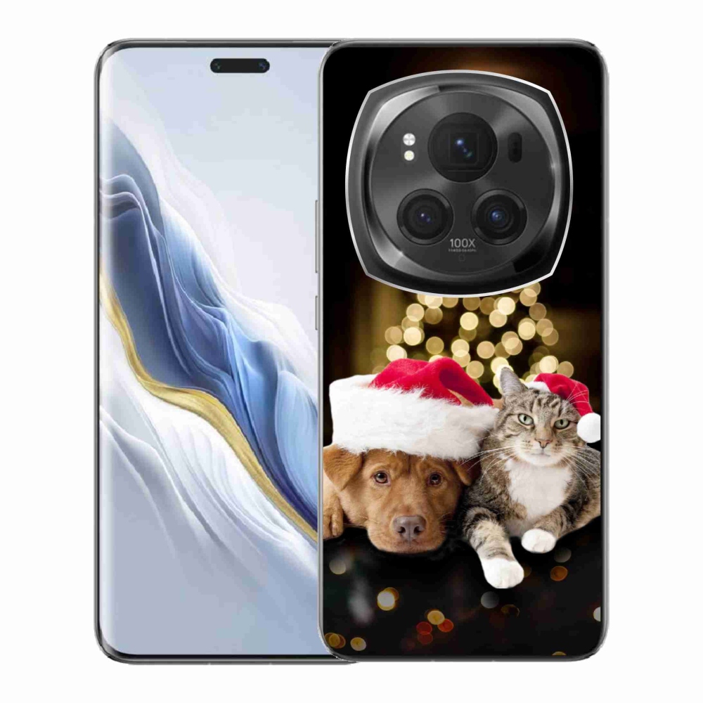 Gelový kryt mmCase na Honor Magic 6 Pro 5G - vánoční pes a kočka