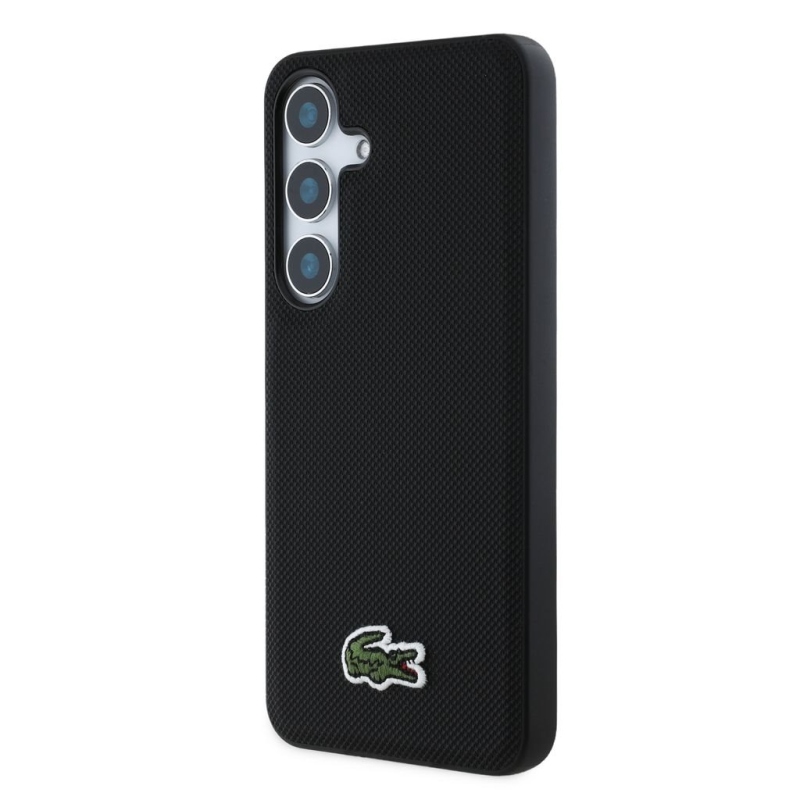 Lacoste Iconic Petit Pique Woven Logo MagSafe Zadní Kryt pro Samsung Galaxy S25 Black