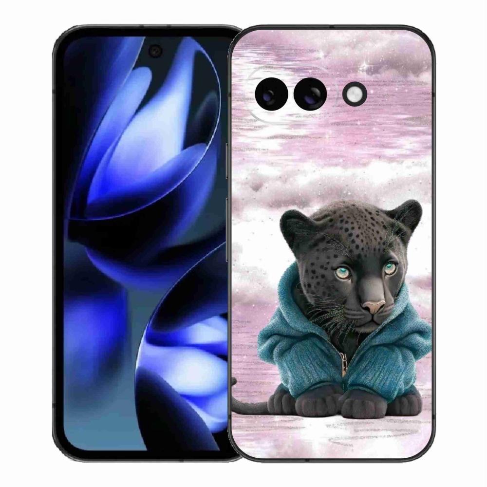 Gelový kryt mmCase na Google Pixel 9a - černý panter ve svetru