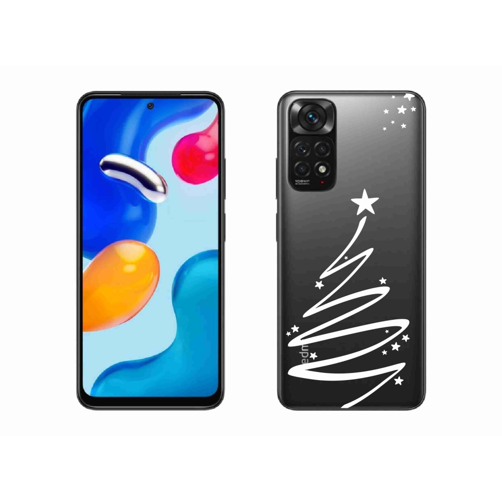Gelový kryt mmCase na Xiaomi Redmi Note 11S 4G - bílý stromeček na průhledném pozadí