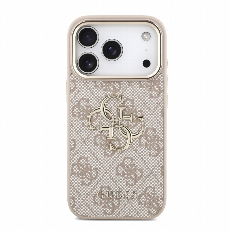 Guess PU 4G Metal Logo Strap Zadní Kryt pro iPhone 18 Pro Pink