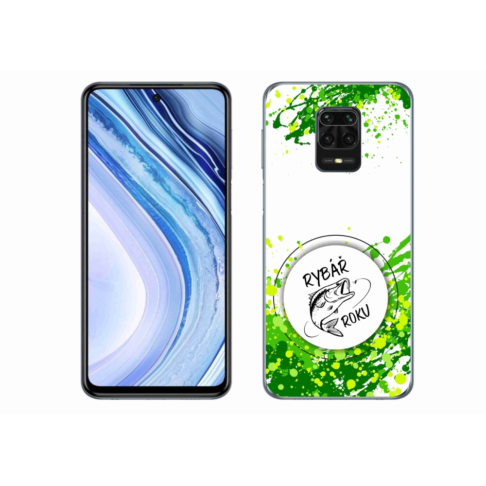 Gelový kryt mmCase na Xiaomi Redmi Note 9 Pro - rybář roku bílé pozadí