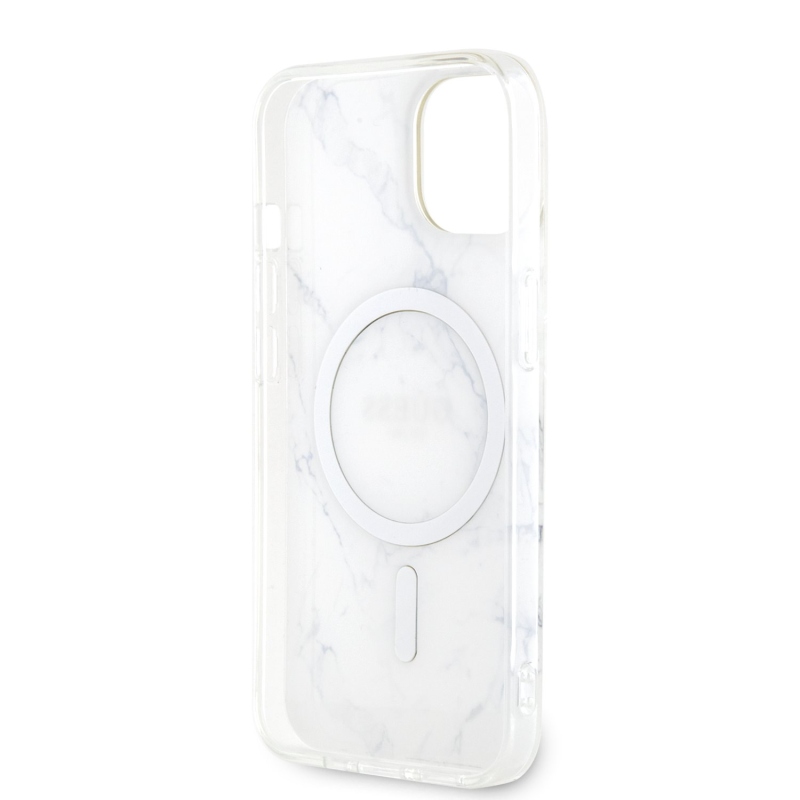 Guess IML Marble MagSafe Zadní Kryt pro iPhone 13 White