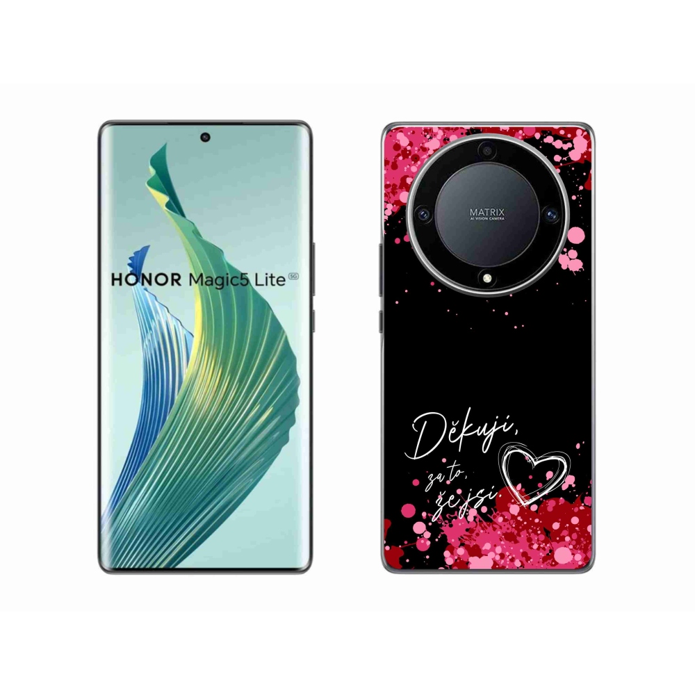 Gelový kryt mmCase na Honor Magic 5 Lite 5G - zamilovaný text 2 černé pozadí
