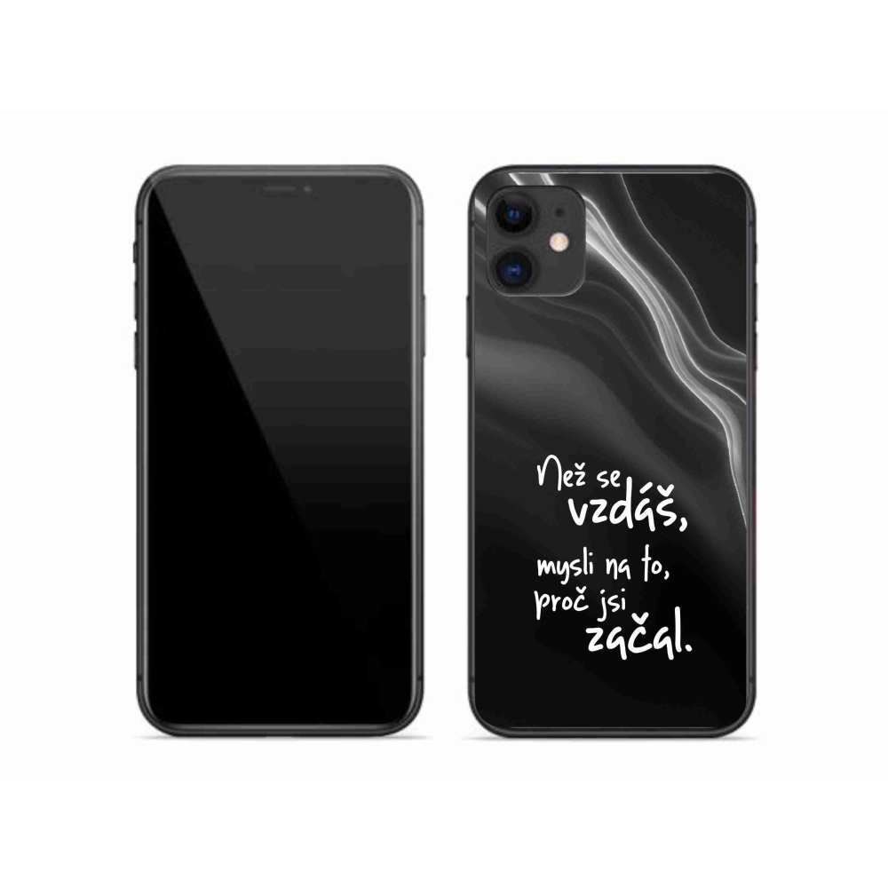 Gelový kryt mmCase na iPhone 11 - citát 2 černé pozadí