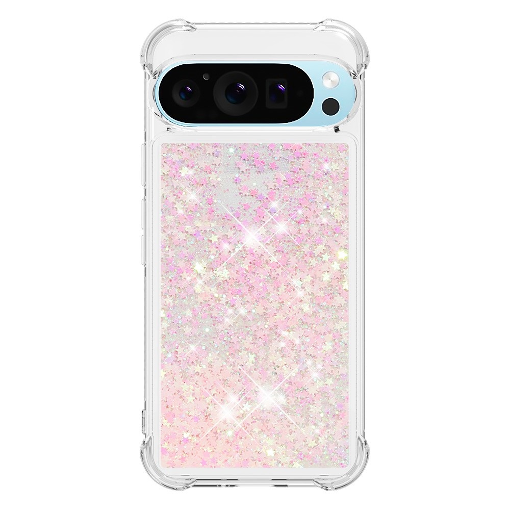 Glitter přesýpací gelový obal na Google Pixel 10 Pro/Pixel 10 - růžový/hvězdičky