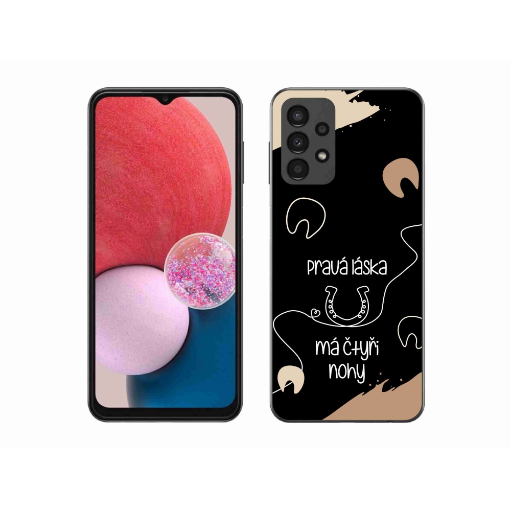 Gelový kryt mmCase na Samsung Galaxy A13 4G - koňský motiv černé pozadí