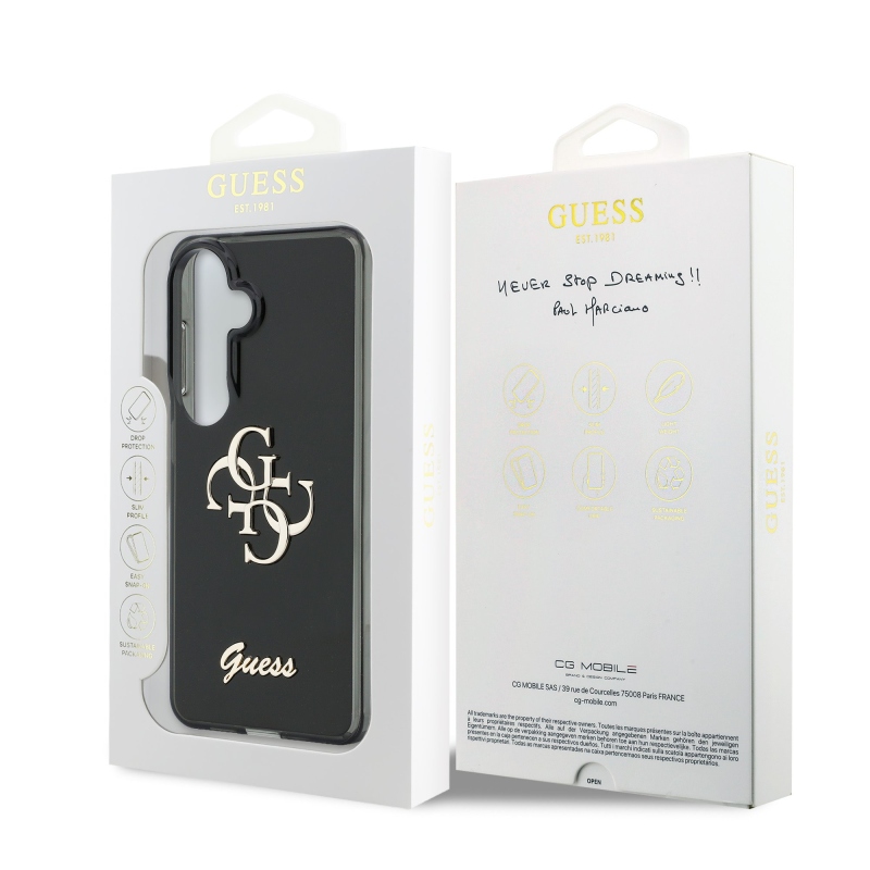 Guess IML 4G Script Metal Logo Zadní Kryt pro Samsung Galaxy 26 Black