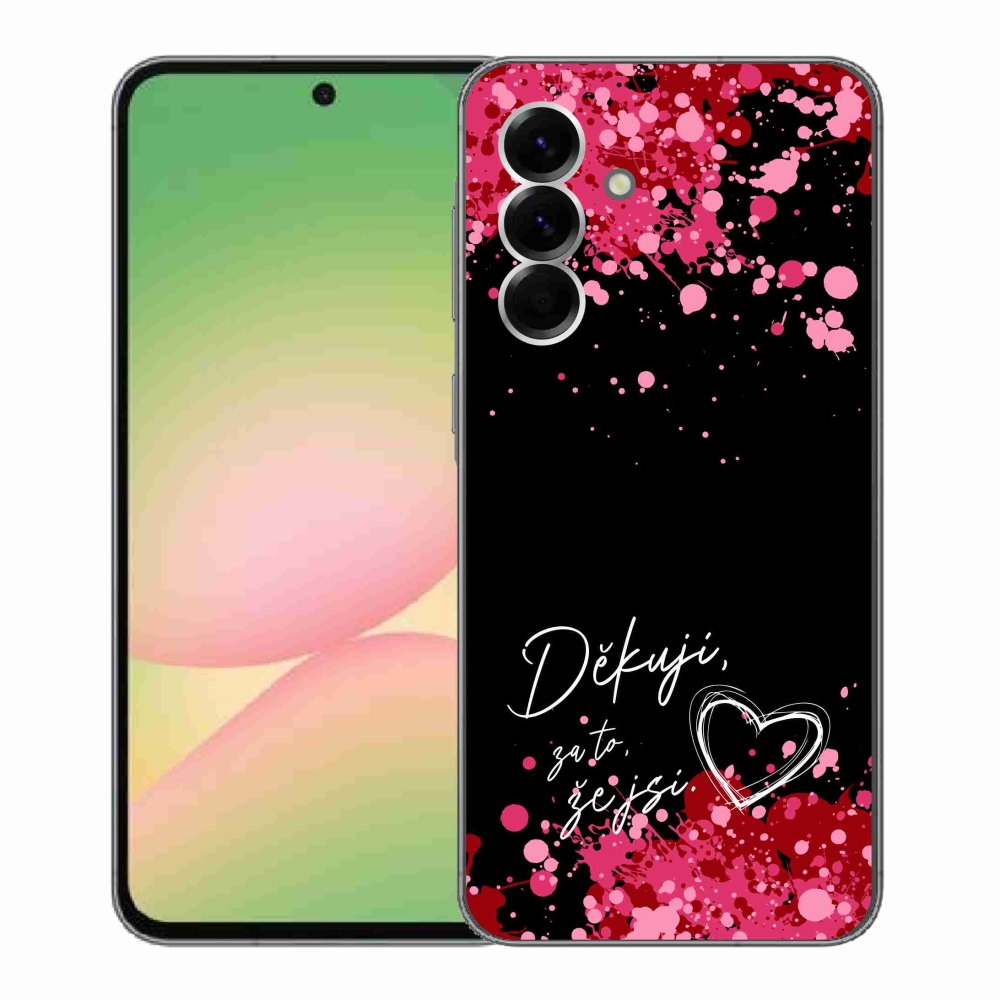 Gelový kryt mmCase na Samsung Galaxy A56 5G - zamilovaný text 2 černé pozadí
