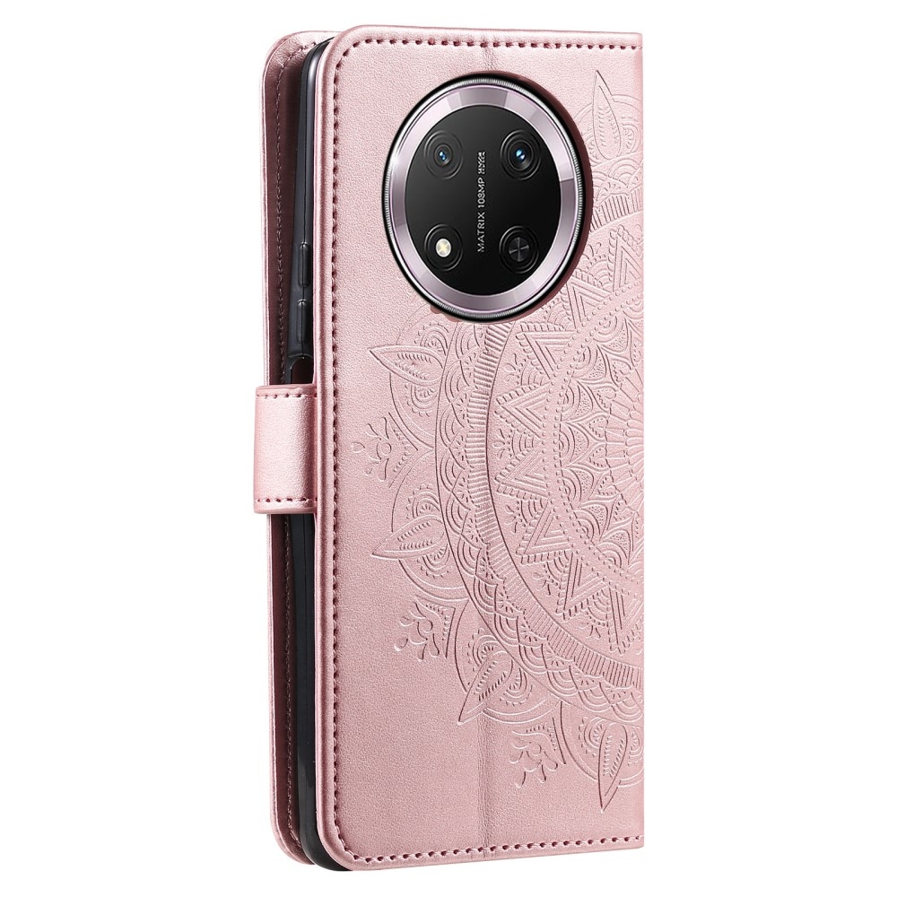 Mandala knížkové pouzdro na Honor Magic 7 Lite 5G - růžovozlaté