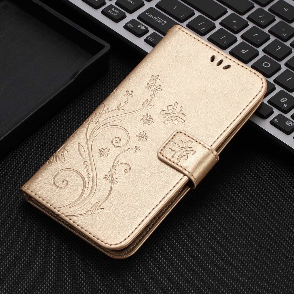 Flowers knížkové pouzdro na Samsung Galaxy A36 5G - zlaté