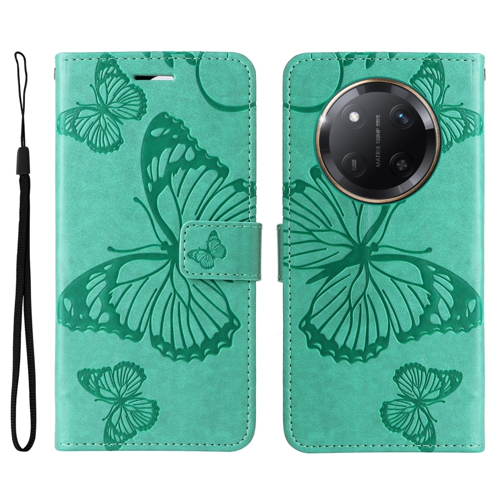 Big Butterfly knížkové pouzdro na Honor Magic 7 Lite 5G - modrozelené