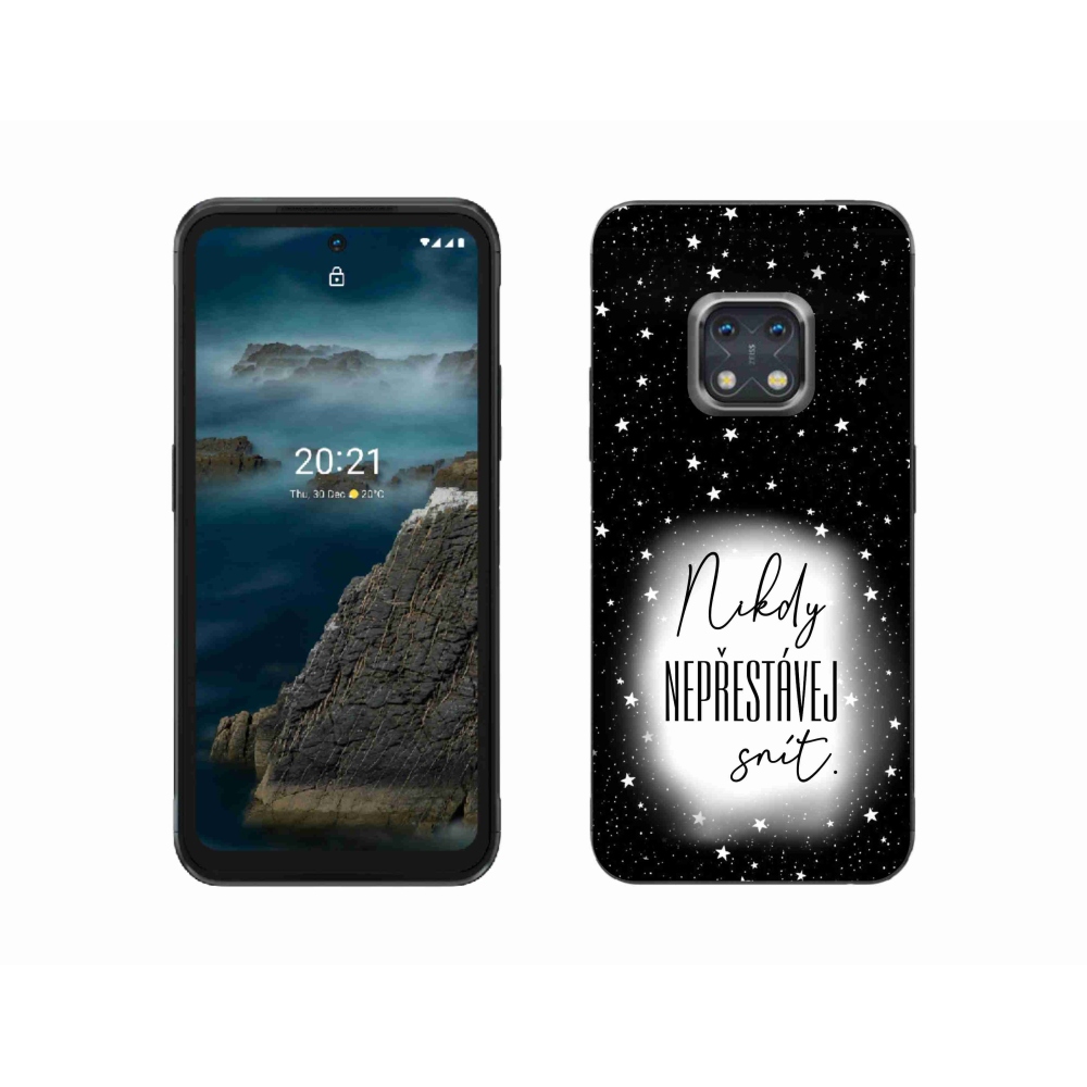 Gelový kryt mmCase na Nokia XR20 - citát 1 bíločerné pozadí