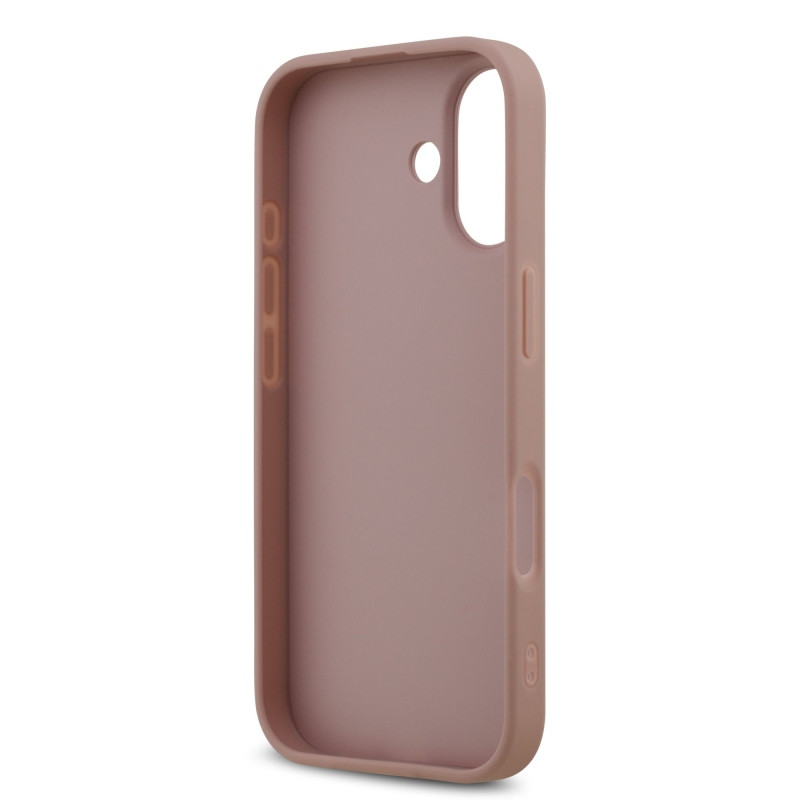 Guess PU Fixed Glitter 4G Metal Logo Zadní Kryt pro iPhone 17 Pink
