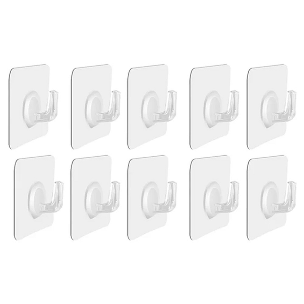 Samolepicí akrylové háčky na zeď 10 ks transparentní