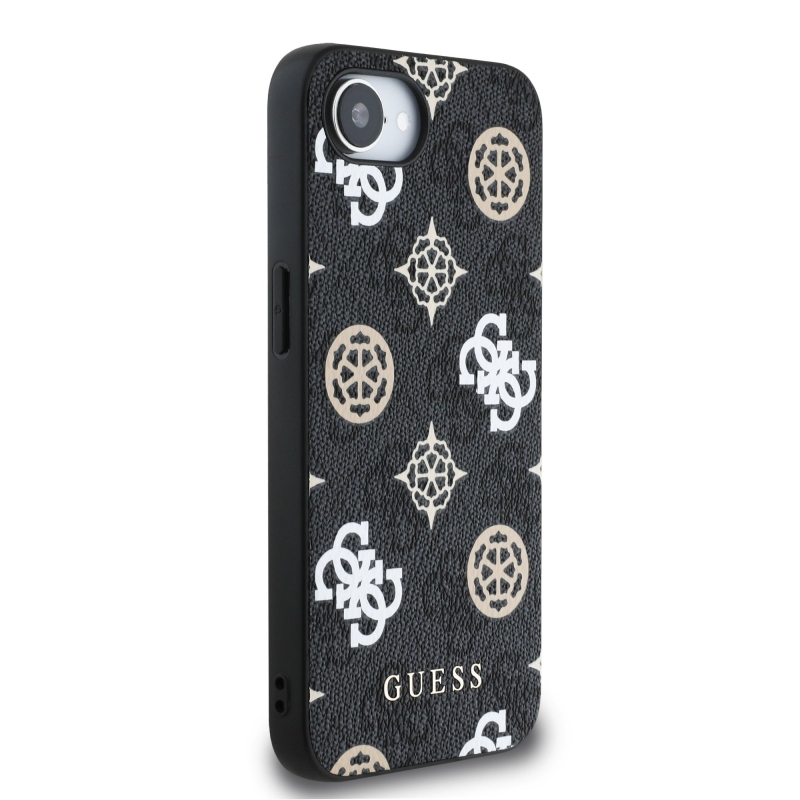 Guess PU 4G Peony MagSafe Zadní Kryt pro iPhone 16e/17e Black