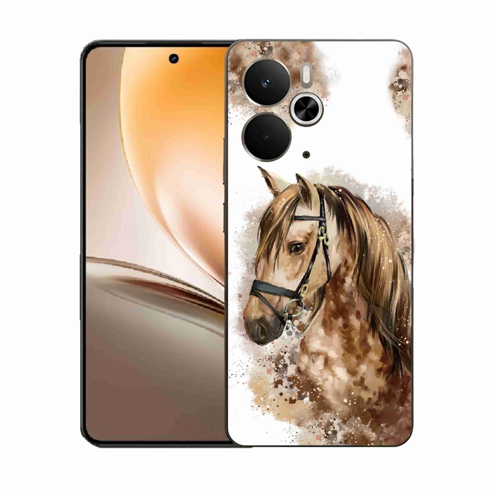 Gelový kryt mmCase na Realme 14 5G - hnědý kreslený kůň