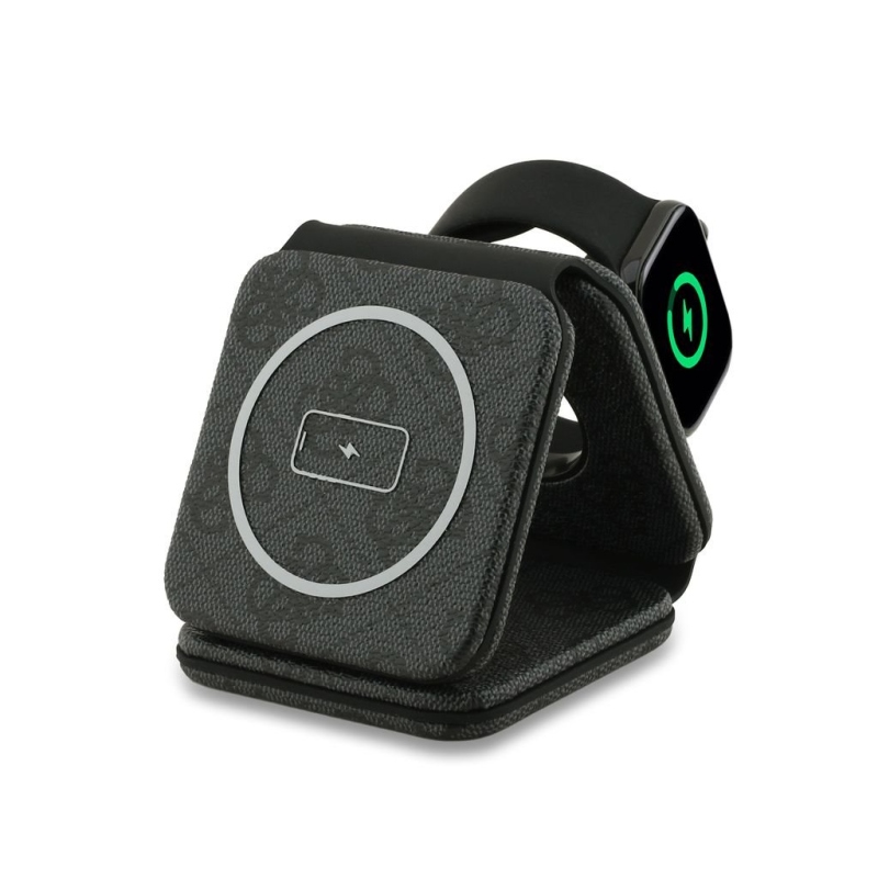 Guess PU 4G MagSafe Bezdrátová Nabíječka 3v1 Black