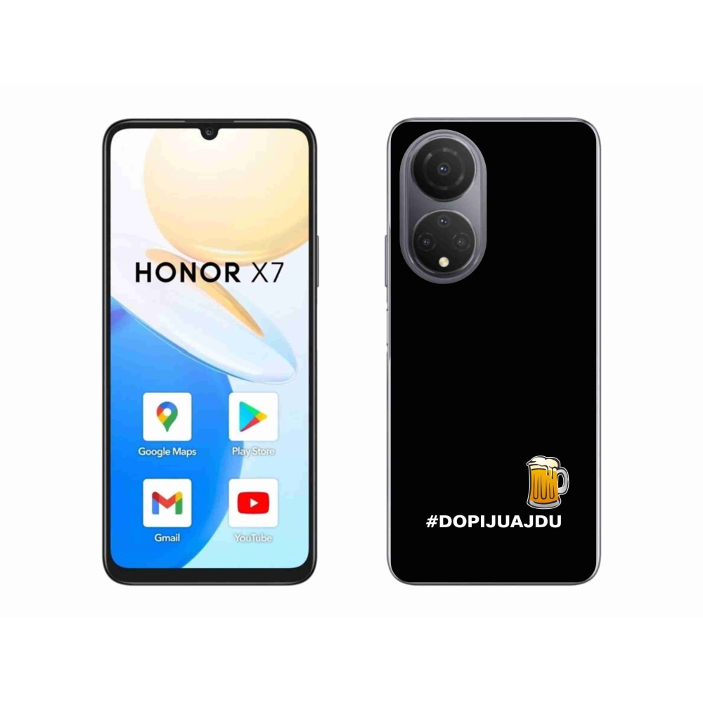 Gelový kryt mmCase na Honor X7 - pivní motiv 1 černé pozadí