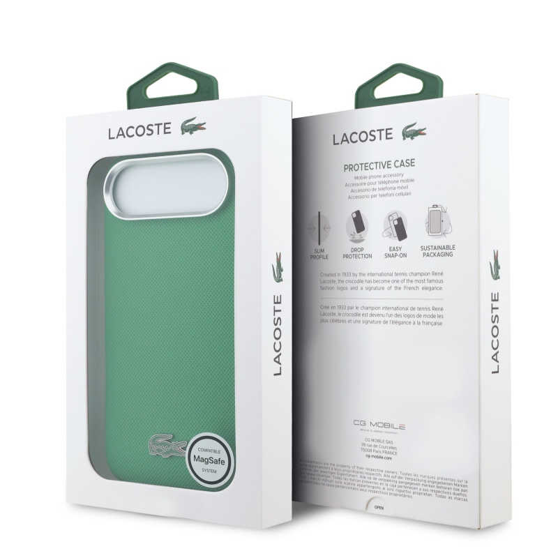 Lacoste Iconic Petit Pique Metal Logo MagSafe Zadní Kryt pro iPhone Air Green
