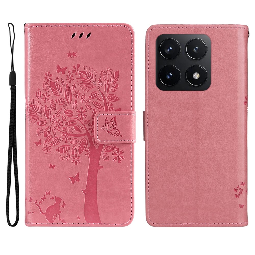 Trees knížkové pouzdro na Xiaomi 14T - růžové