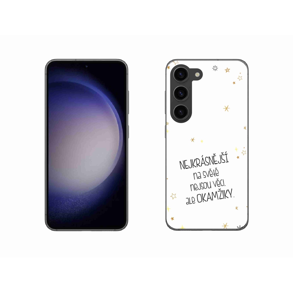Gelový kryt mmCase na Samsung Galaxy S23 5G - citát 4 bílé pozadí