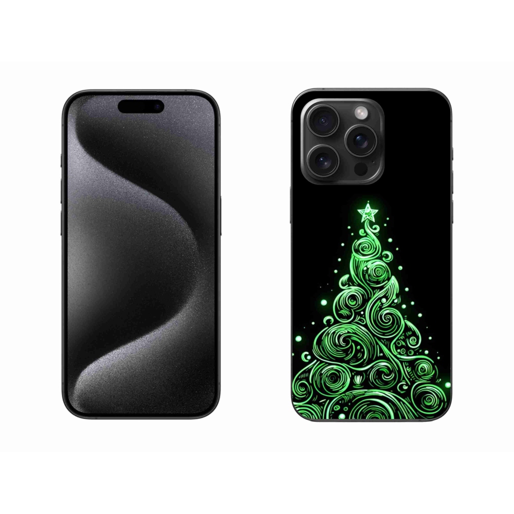 Gelový kryt mmCase na iPhone 15 Pro Max - neonový vánoční stromek 3