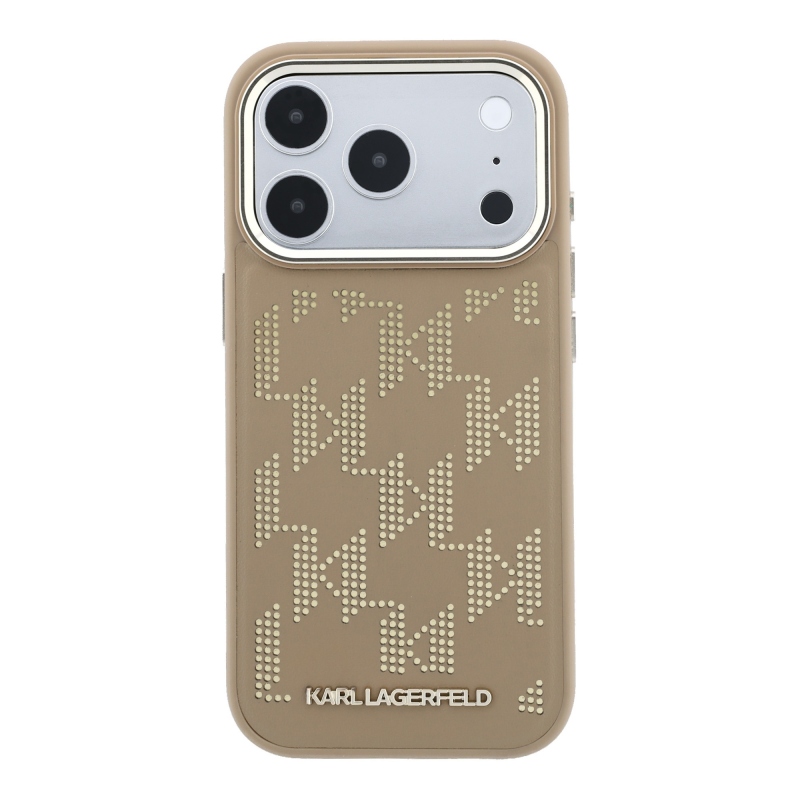Karl Lagerfeld PU Perforated Monogram MagSafe Zadní Kryt pro iPhone 17 Pro Max Beige