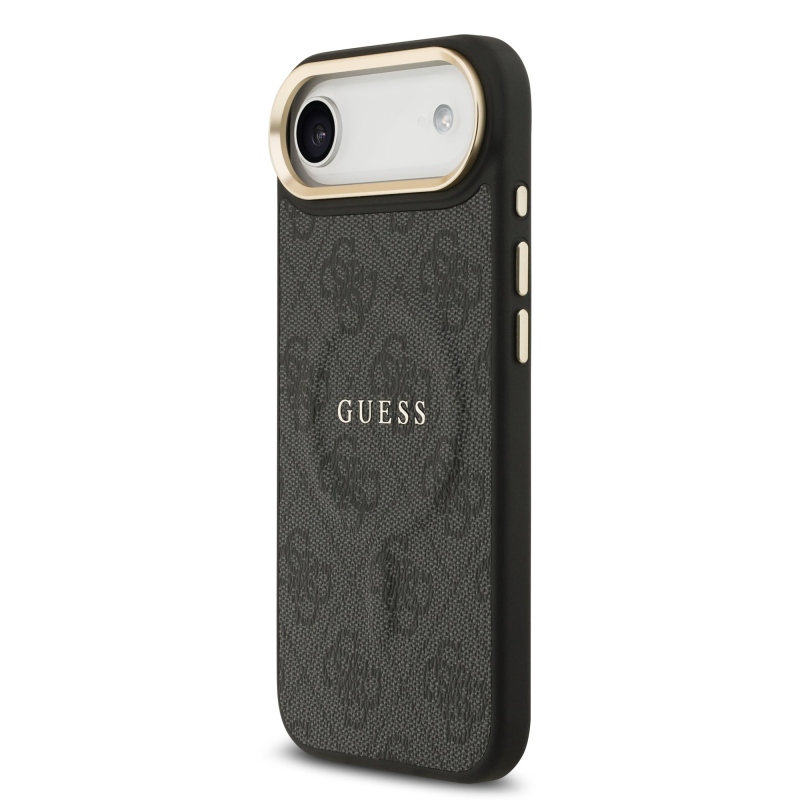 Guess PU Leather 4G Gold Frame MagSafe Zadní Kryt pro iPhone Air Black