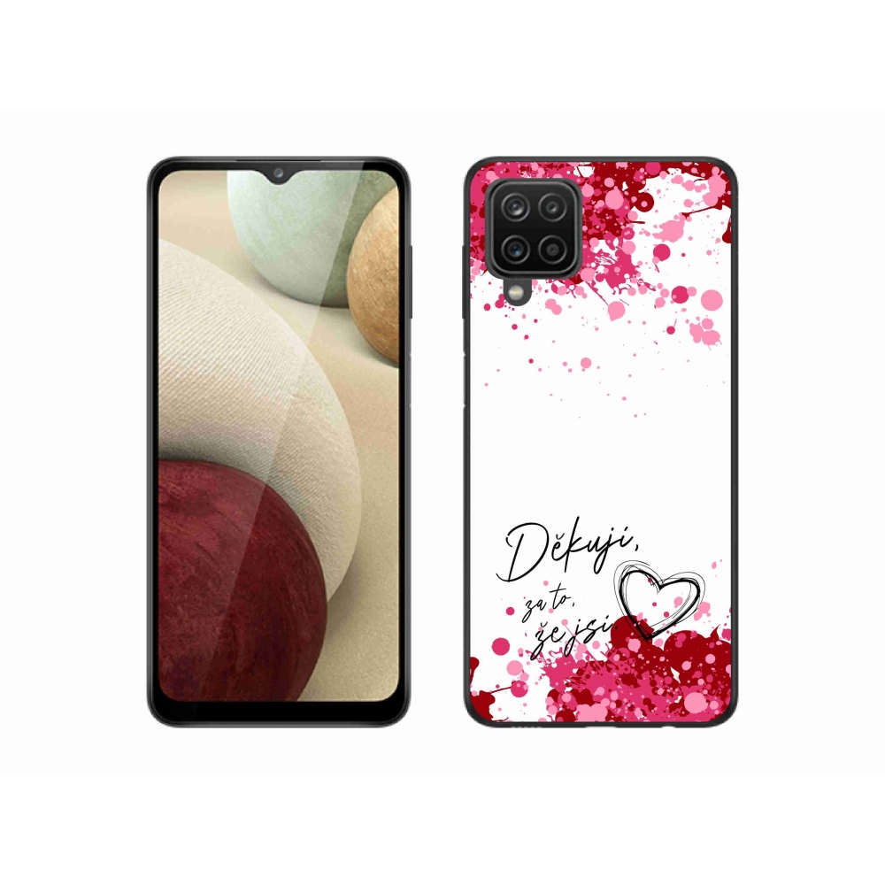 Gelový kryt mmCase na Samsung Galaxy A12 - zamilovaný text 2 bílé pozadí