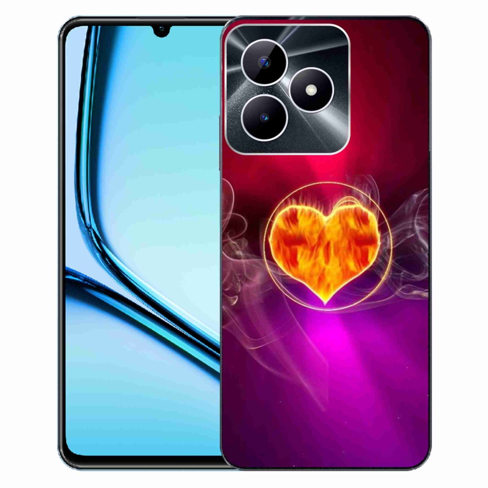 Gelový kryt mmCase na Realme Note 50 - ohnivé srdce
