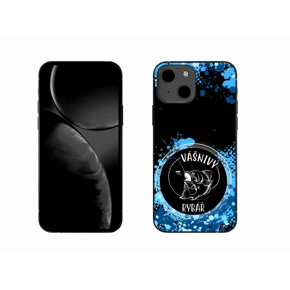 Gelový kryt mmCase na iPhone 13 6.1 - vášnivý rybář černé pozadí