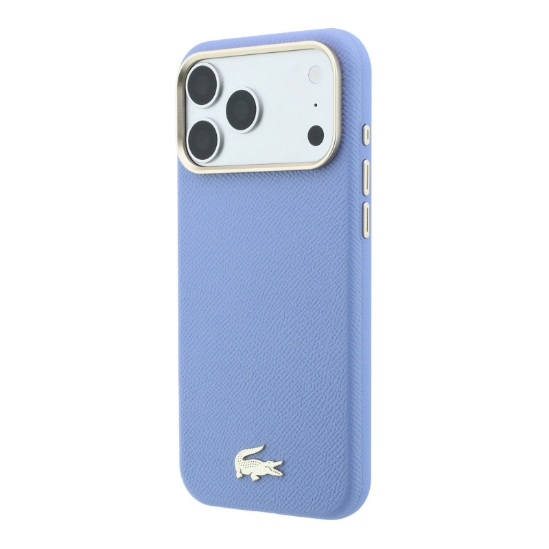 Lacoste PU Leather Champs Elysees Gold Logo MagSafe Zadní Kryt pro iPhone 18 Pro Blue