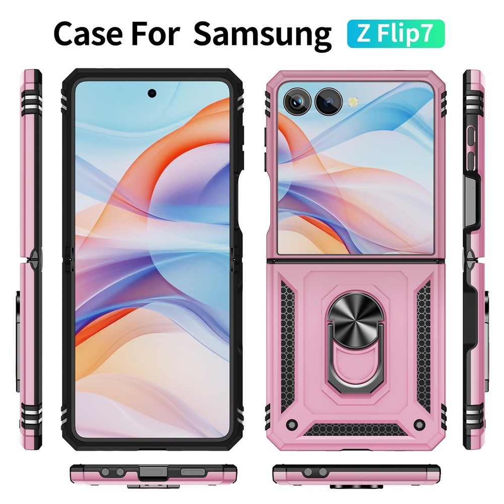 Ring odolný kryt na Samsung Galaxy Z Flip7 5G - růžový