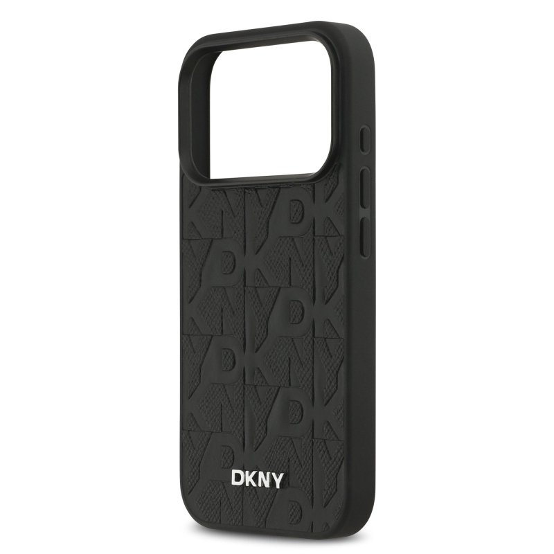 DKNY PU Leather Grid Pattern Magsafe Zadní Kryt pro iPhone 17 Pro Black