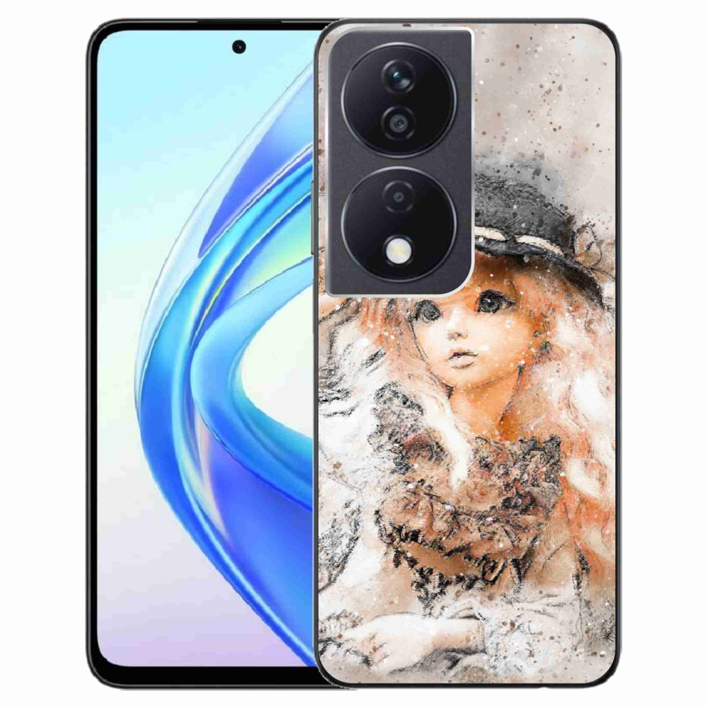 Gelový kryt mmCase na Honor X7b/Honor 90 Smart - holčička s kloboukem