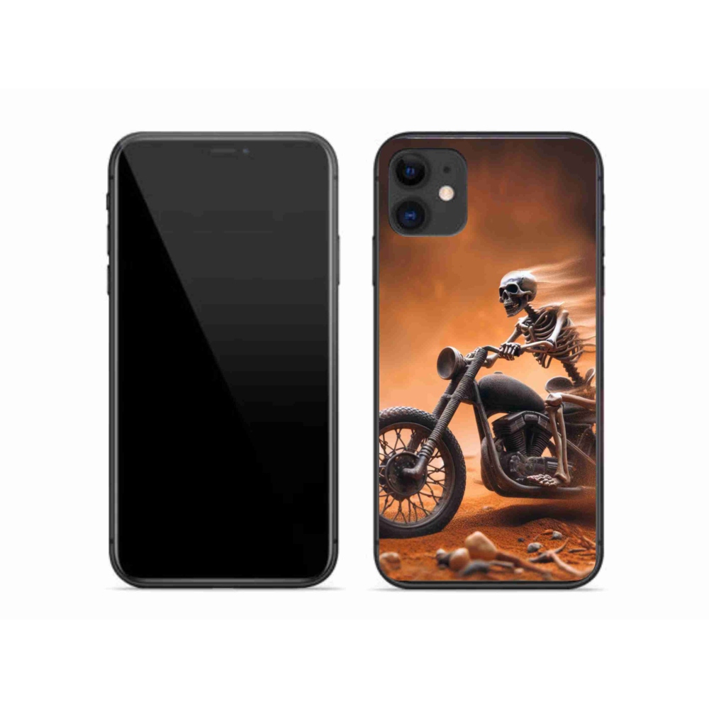 Gelový kryt mmCase na iPhone 11 - kostra na motorce